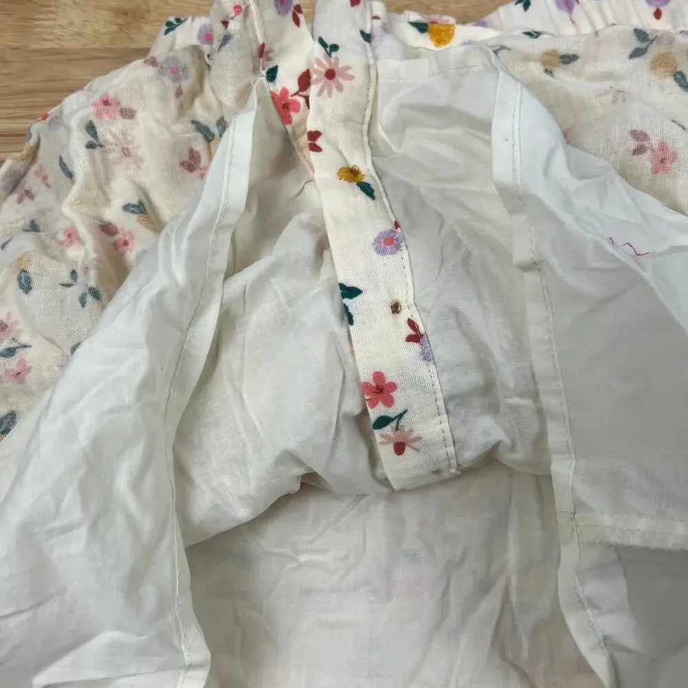 Cat & Jack Girls' Cream Floral Print Tiered Button-Down Skirt - Size XS - NWT